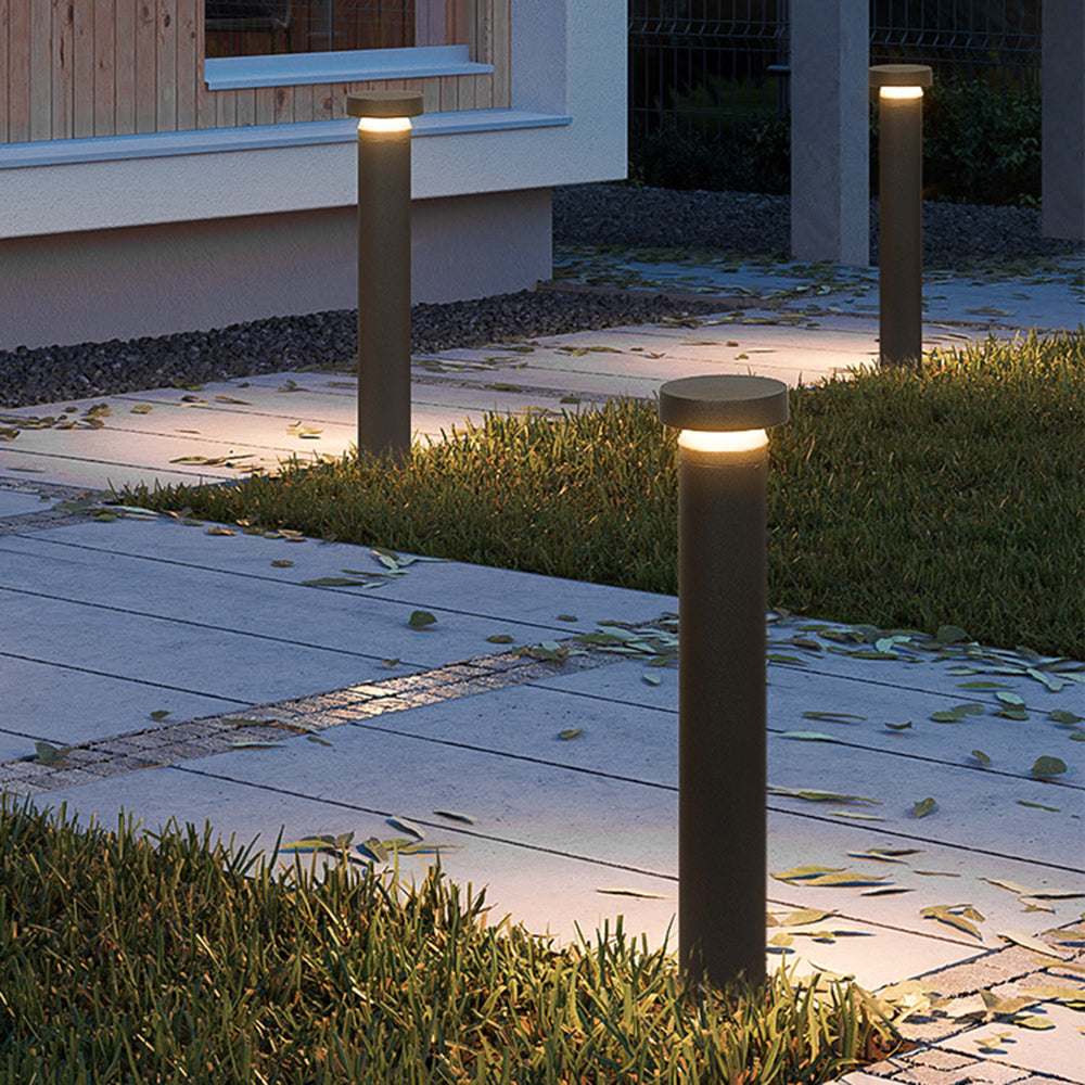 Ray Moderne LED Zylinder Außen-Wegeleuchte Schwarz Metall Acryl 80CM Lang