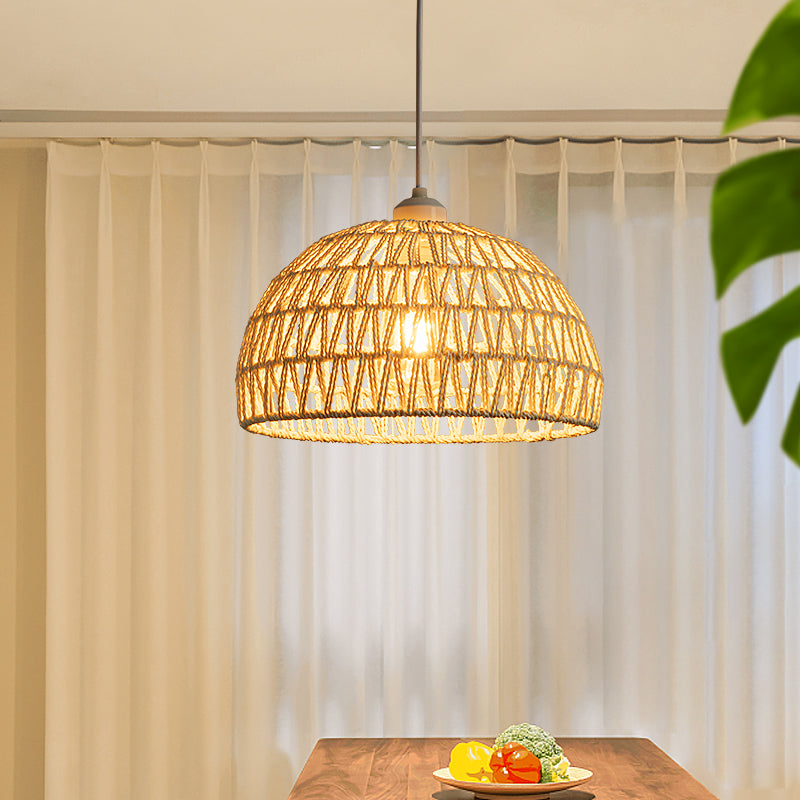 Ritta Retro LED Pendelleuchte Rattan Ess Wohnzimmer Restaurant