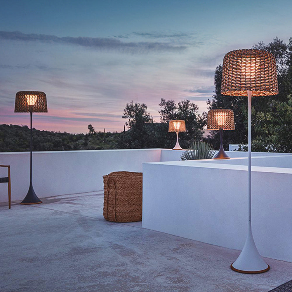 Ritta LED Outdoor Stehlampe Zylinder Modern, Schwarz/Weiß, Metall Rattan