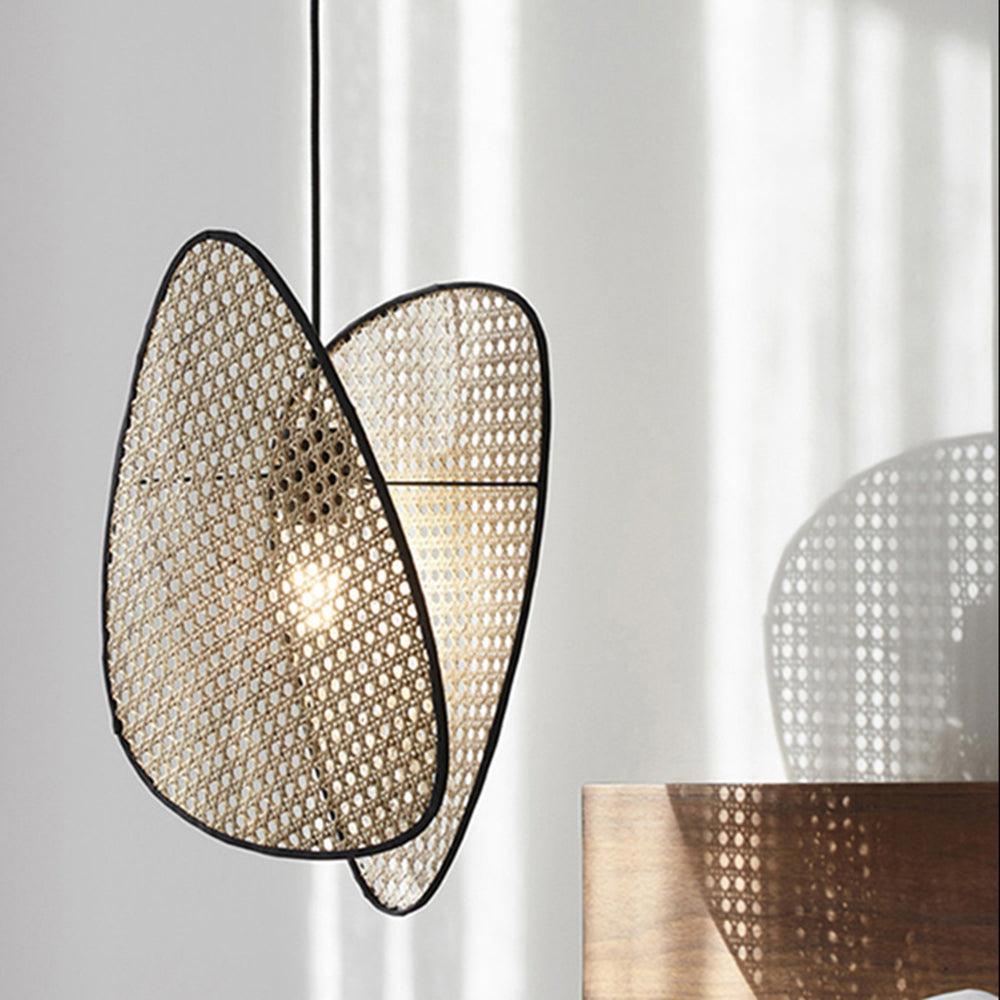Ritta Vintage LED Pendelleuchte Schwarz Esstisch/Wohn/Schlafzimmer Metall Rattan