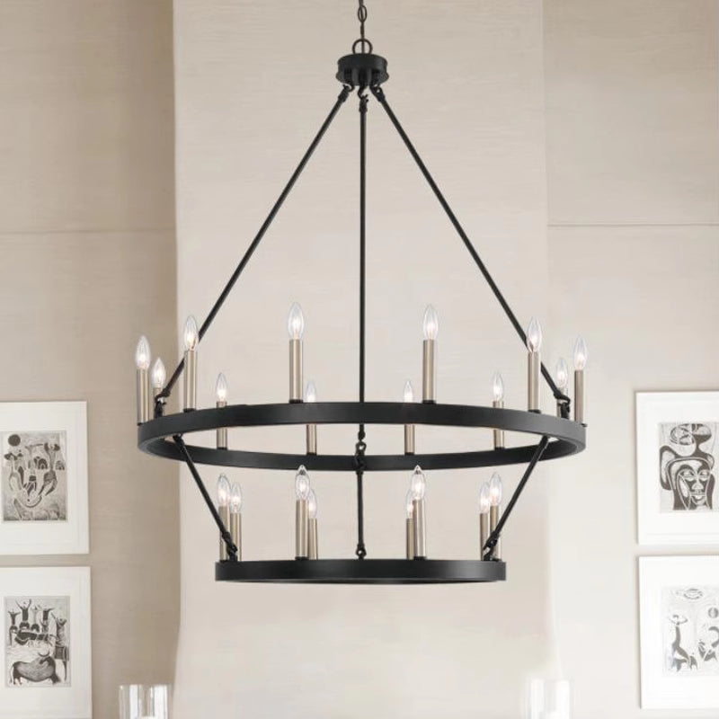 Silva Modern Industrial LED Metall Kronleuchter für Wohnzimmer, Schwarz
