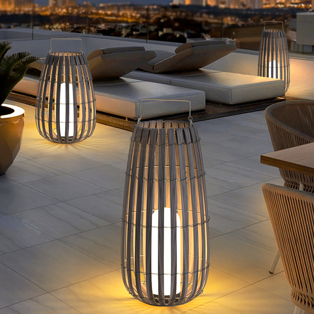 Muto Modern LED Stehlampe Außen Schwarz Garten/Terrasse Bambus