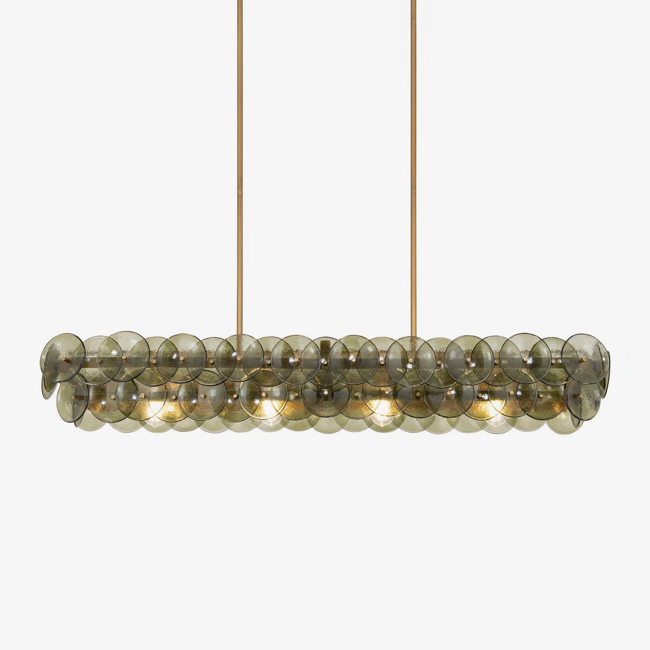 Aurora Chandelier Linear Amber Pressed Glass Disc Modern - Neutralighting
