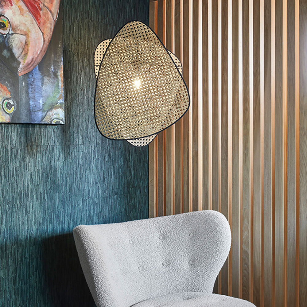 Ritta Vintage LED Pendelleuchte Schwarz Esstisch/Wohn/Schlafzimmer Metall Rattan