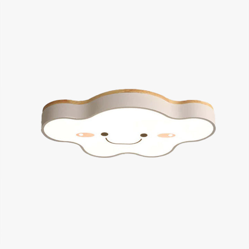 Aria Modern LED Deckenleuchte Dimmbar Kinderzimmer Wolke Weiß Holz