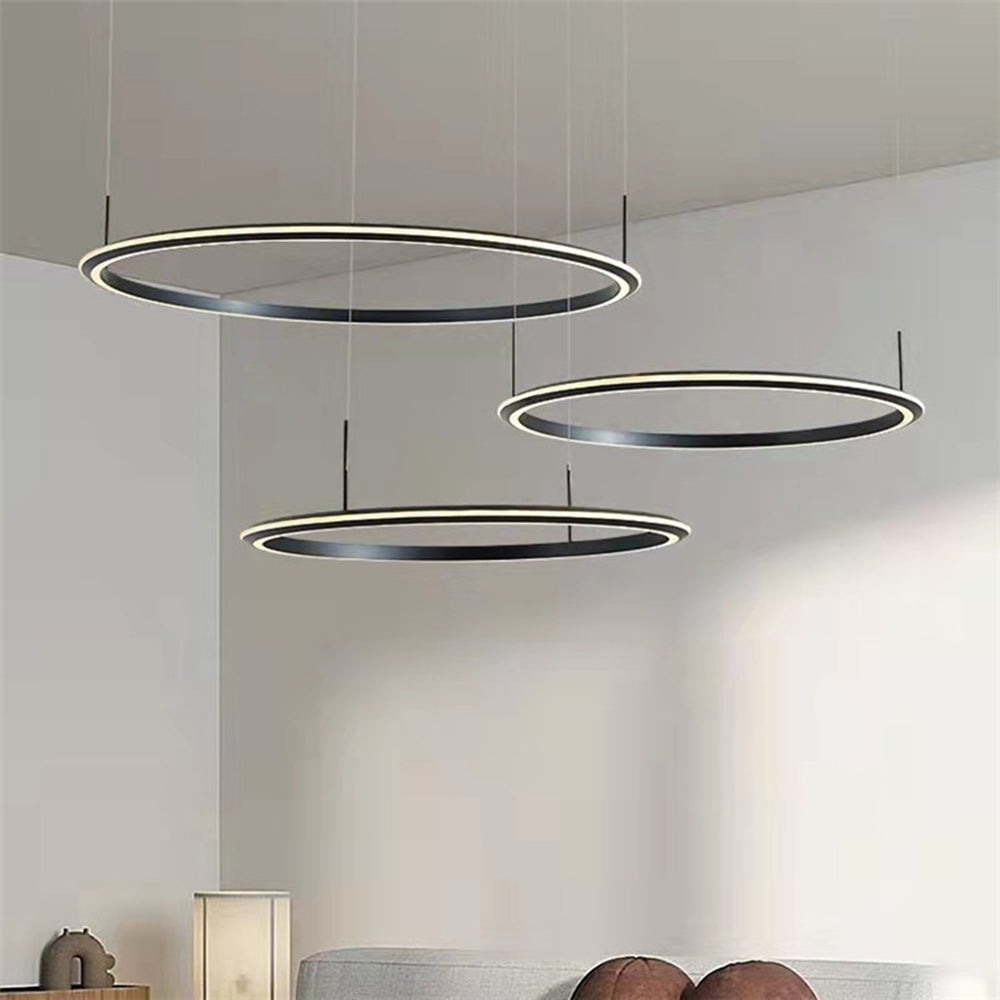 Arisha Modern LED Pendelleuchte Ring Wohnzimmer Schlafzimmer, Metall Acryl