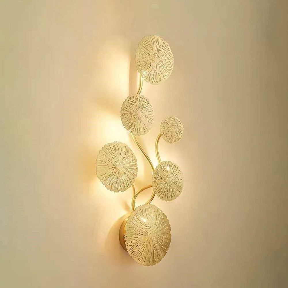Arisha Vintage Design Blumen LED Wandleuchte Gold Wohn/Schlafzimmer Innen Metall