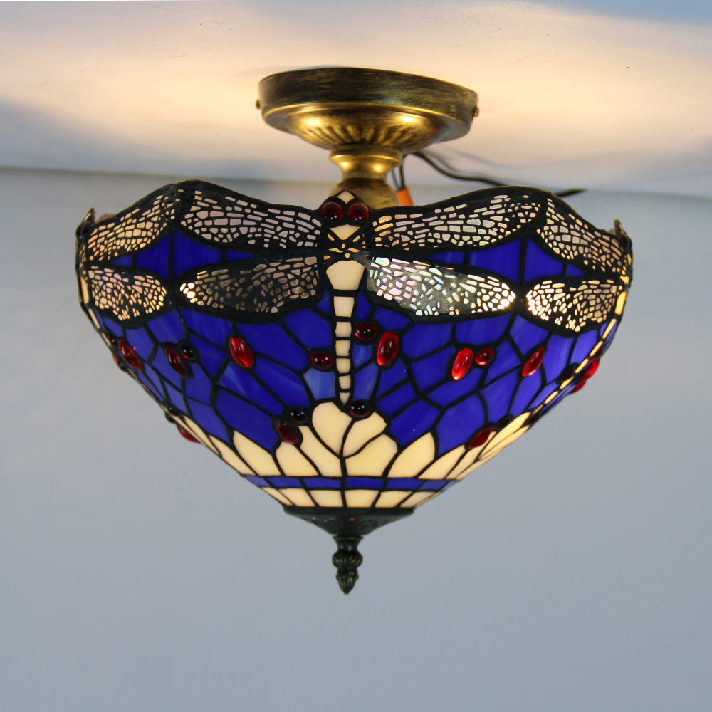 Arisha Vintage Deckenleuchte Blau Libelle Wohnzimmer