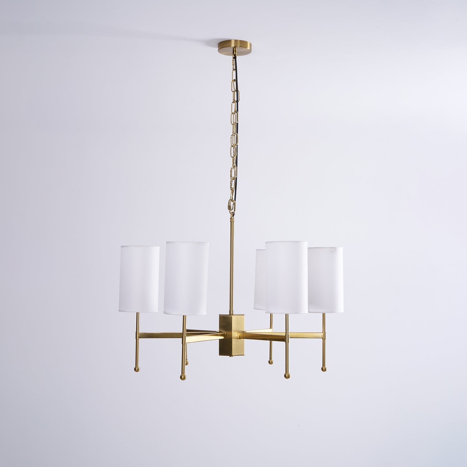 Ulcarisra Vintage Kronleuchter aus Messing mit Stoffbezug-Letslighting