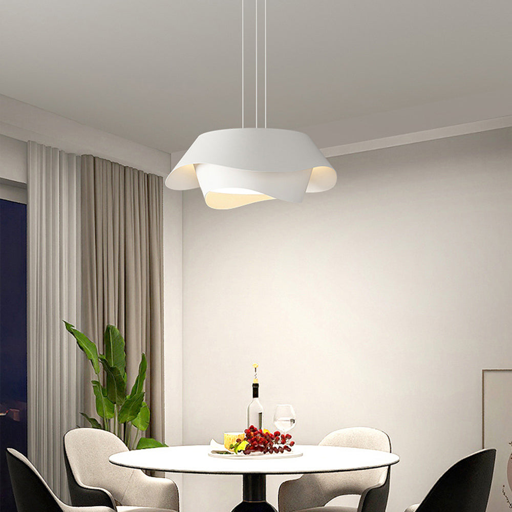 Arisha Design LED Pendel/Denkenleuchte Weiß Plissee Geometrisch Küche/Wohnzimmer