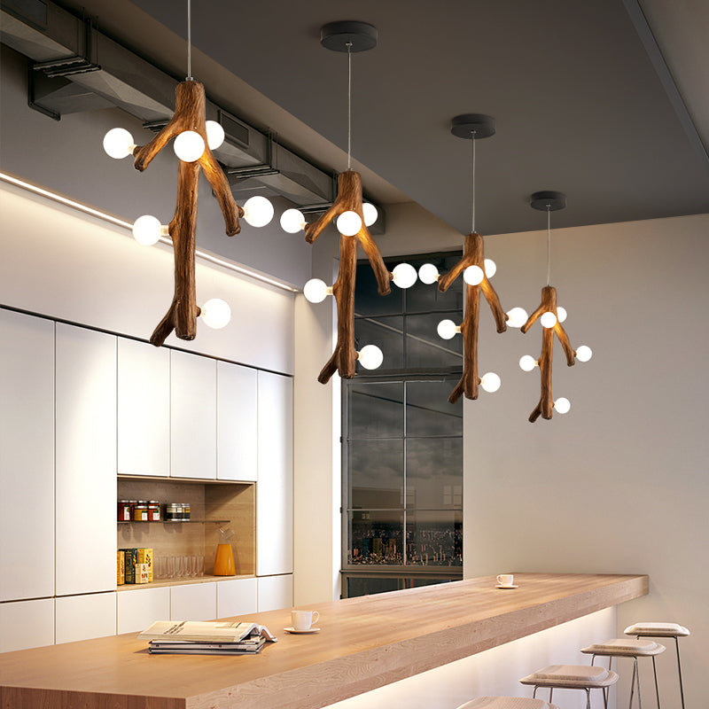 Epoch Nordisch LED Kronleuchter Holz Wohn/Esszimmer/Schlafzimmer