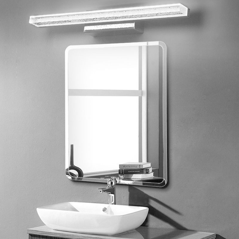 Arisha Modern Rechteckige LED WandleuchteSilber Badezimmer Metall Acryl Größen 20/40/59/80/99 cm