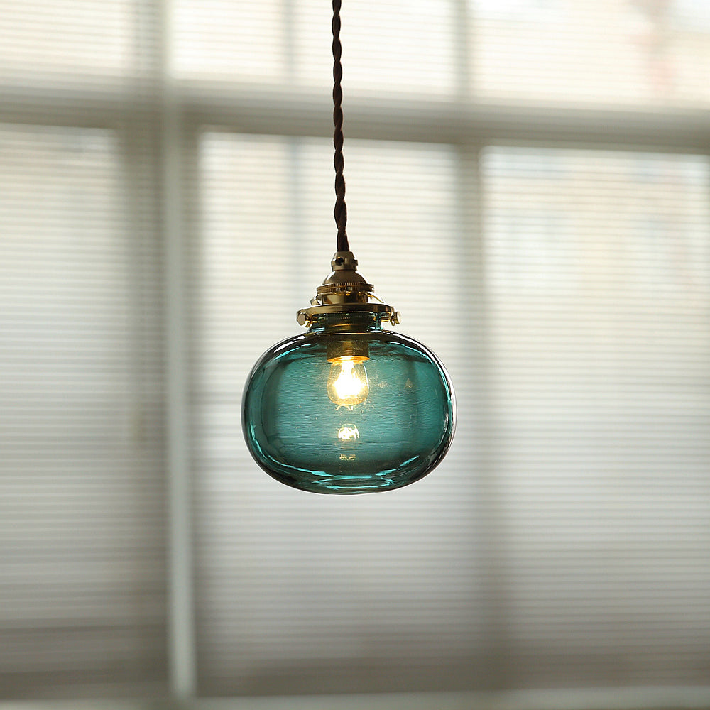 Valentina Retro Oval Glas/Metall Pendelleuchte, Grün/Klar/Schwarz Wohnzimmer