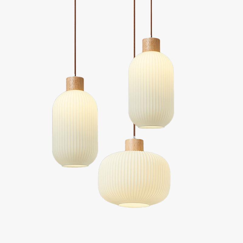 Muto Modern LED Pendelleuchte Weiß 2 Stile Ess/Wohnzimmer Holz/Glas