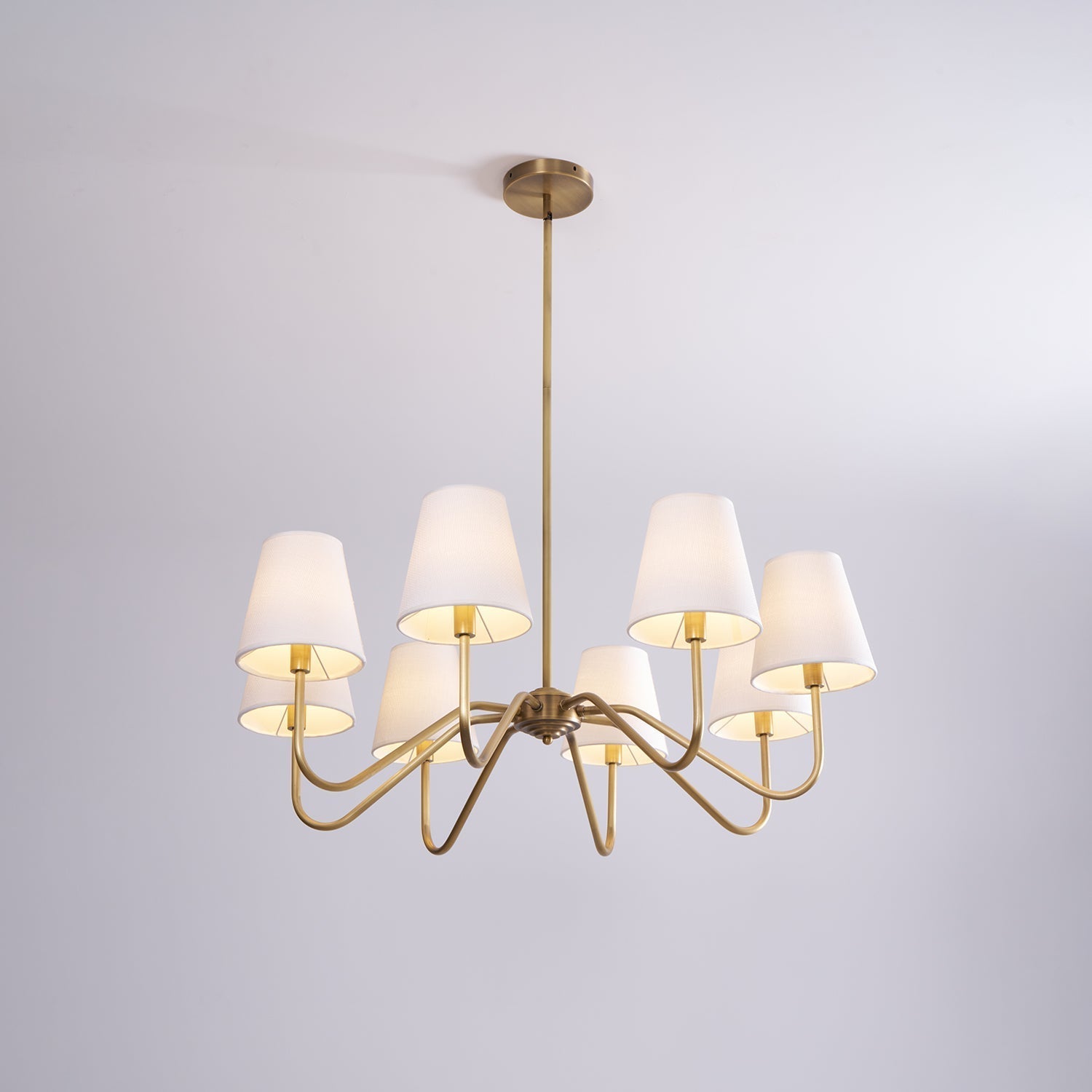 Viraean Vintage Kronleuchter aus Messing mit Stoffbezug-Letslighting