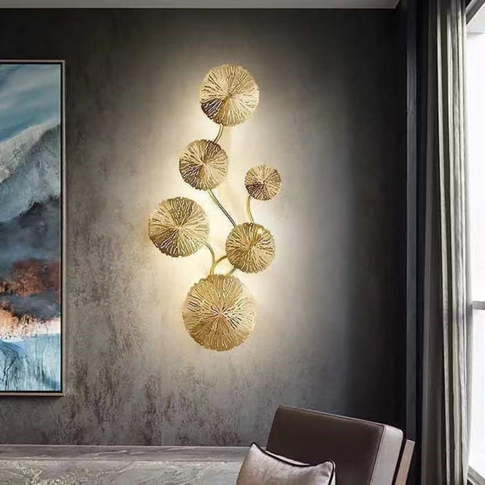 Arisha Vintage Design Blumen LED Wandleuchte Gold Wohn/Schlafzimmer Innen Metall