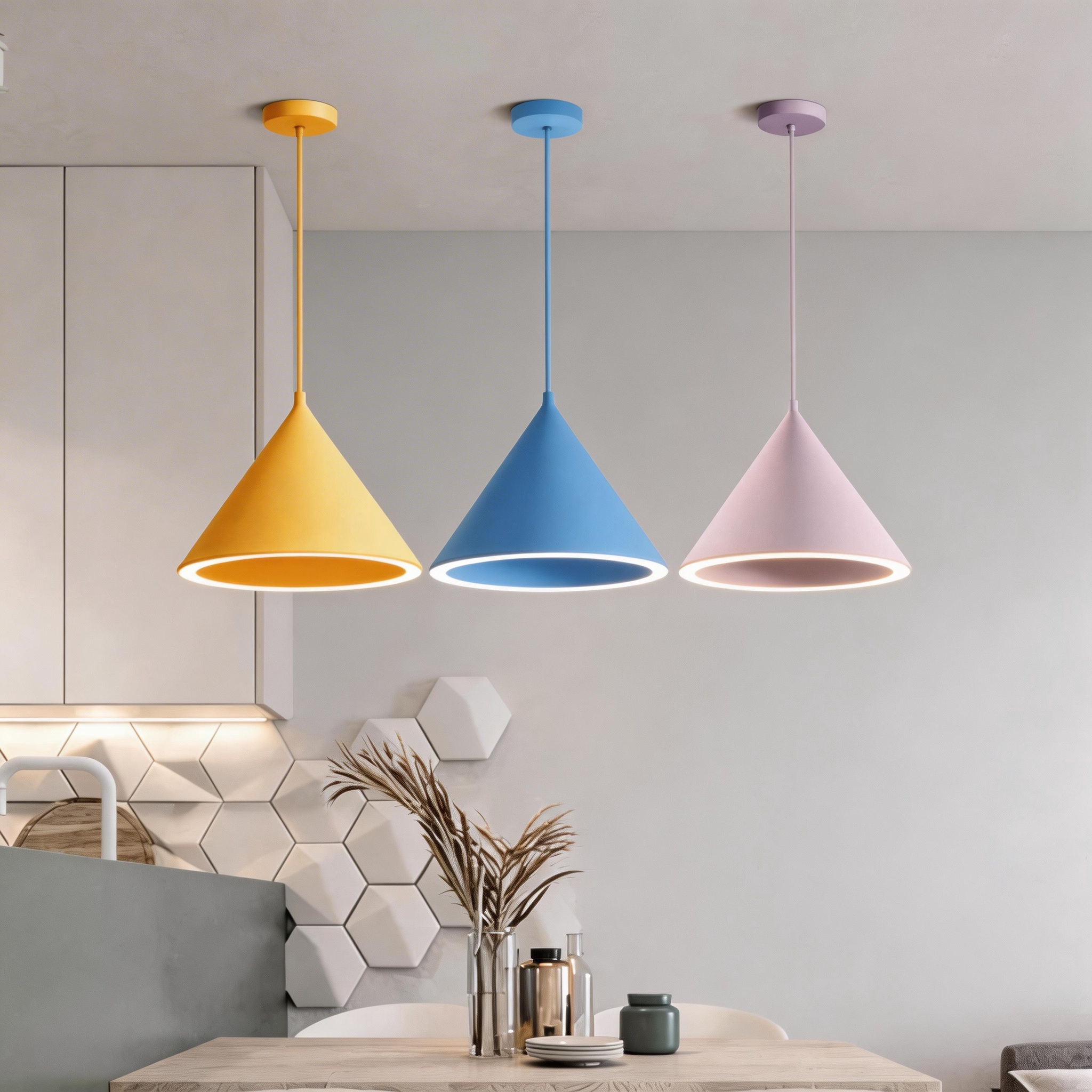 Valentina Minimalistische LED Pendelleuchte Weiß/Schwarz Schlafzimmer Acryl