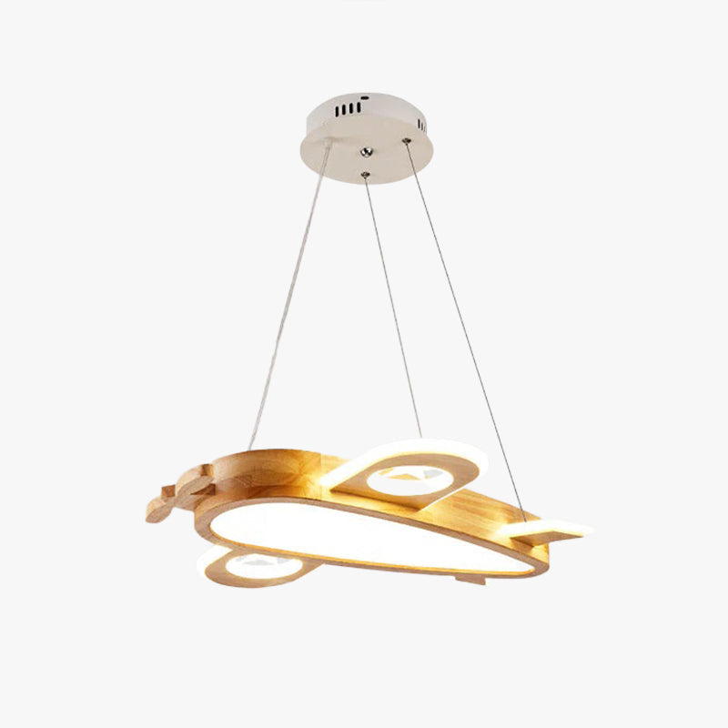 Aria Modern Pendelleuchte Flugzeugförmige Kinderzimmer, Gold, Holz Acryl