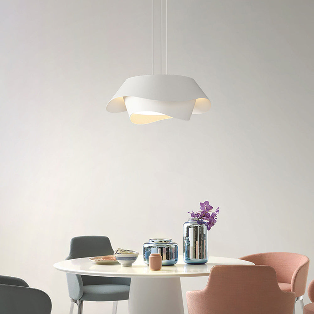 Arisha Design LED Pendel/Denkenleuchte Weiß Plissee Geometrisch Küche/Wohnzimmer