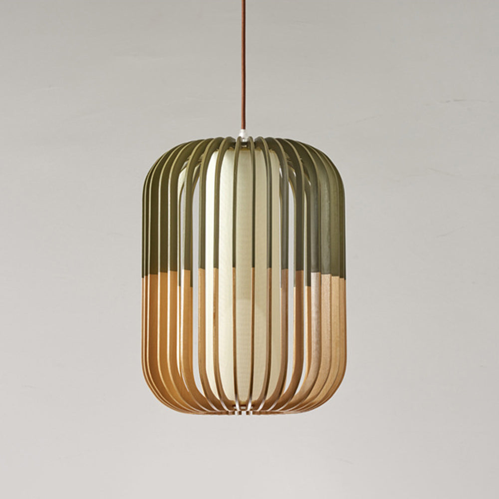 Muto Moderne LED Pendelleuchte Schlaf/Wohnzimmer Gold Holz/Stoff