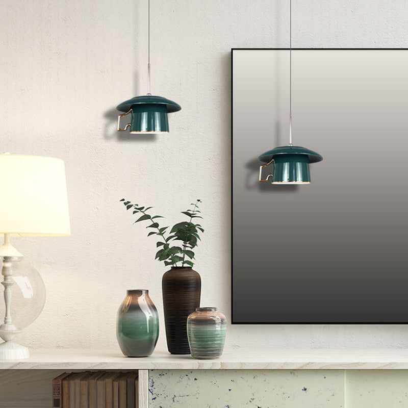 Valentina Quadratischer Griff Cup Keramik LED Pendelleuchte Wohnzimmer