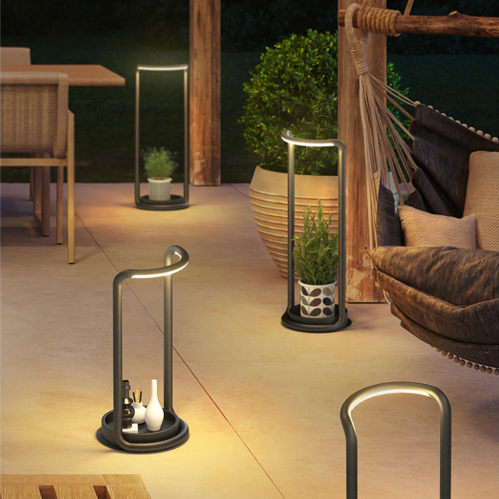Ray Modern rechteckige Solar LED Stehleuchte Außenbereich schwarz Garten/Terrasse Metall Acryl