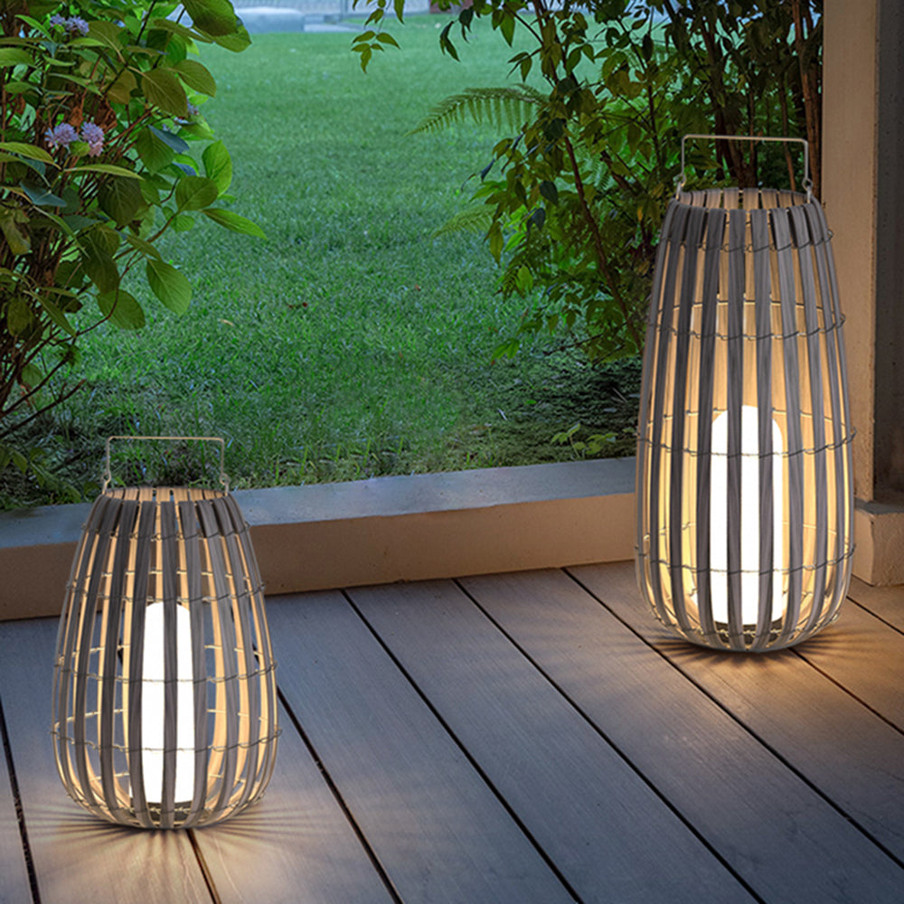 Muto Modern LED Stehlampe Außen Schwarz Garten/Terrasse Bambus