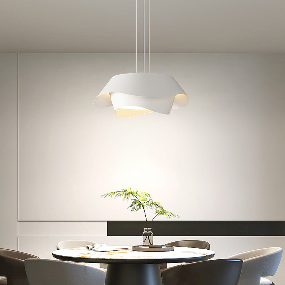 Arisha Design LED Pendel/Denkenleuchte Weiß Plissee Geometrisch Küche/Wohnzimmer