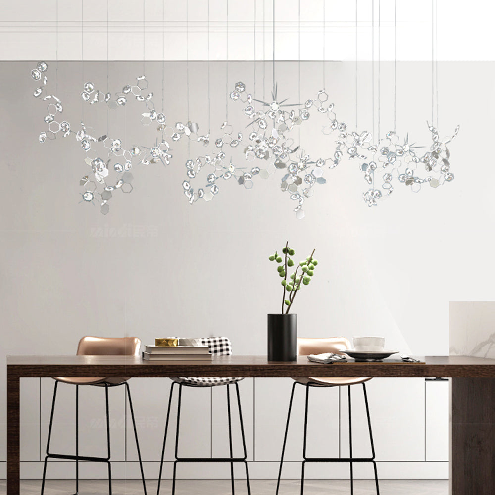 Olivia Modern LED Kronleuchter Silber Ess/Schlaf/Wohnzimmer Metall Kristall 80-100-120cm