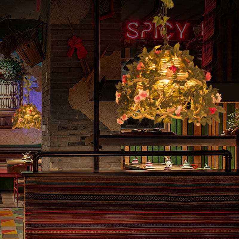 Valentina Retro LED Pendelleuchte Rattan Restaurant Schlafzimmer