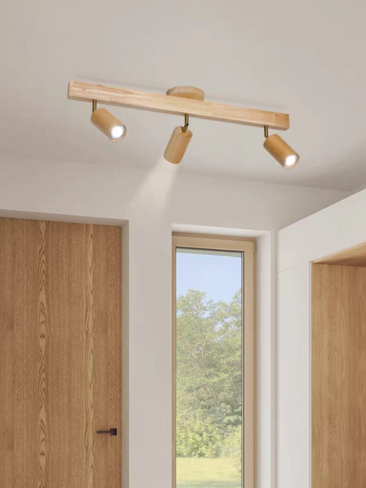 Deckenstrahler aus Holz, dimmbar, an der Decke montiert