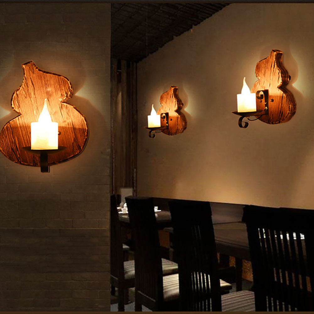 Epoch Wandlampe Cucurbits/Kerze Vintage, Holz/Metall, Esszimmer