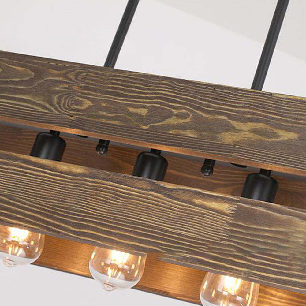 Silva Vintage LED Pendelleuchte Rechteckig ,2 Farben, Metall Holz