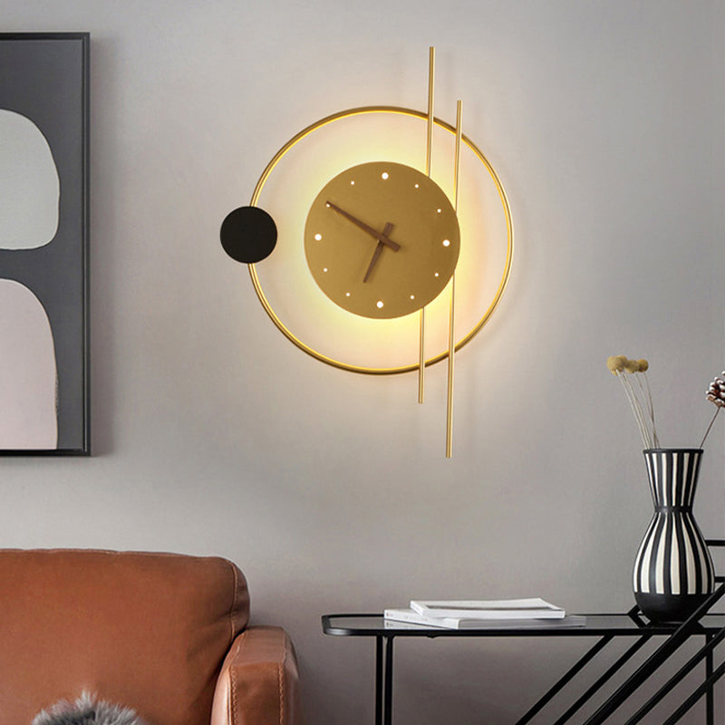 Arisha Modern Rund Uhr LED Innenwandleuchte Metall Acryl Schlafzimmer Wohnzimmer