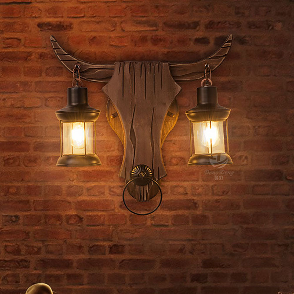 Epoch Vintage LED Wandleuchte Innen Bull Zweiflamming Schlaf/Wohnzimmer Metall