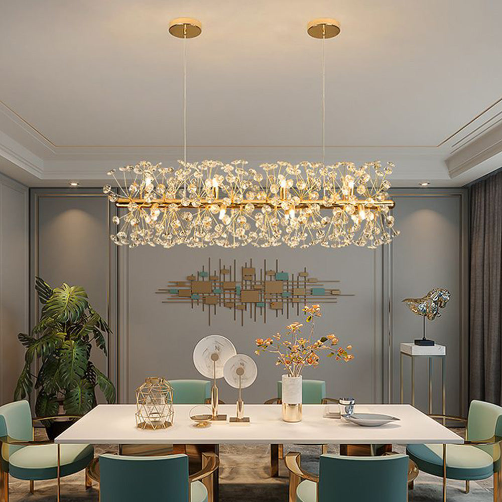 Arisha Luxury Lineal/Blumen-Kronleuchter, Gold, Metall/Kristall