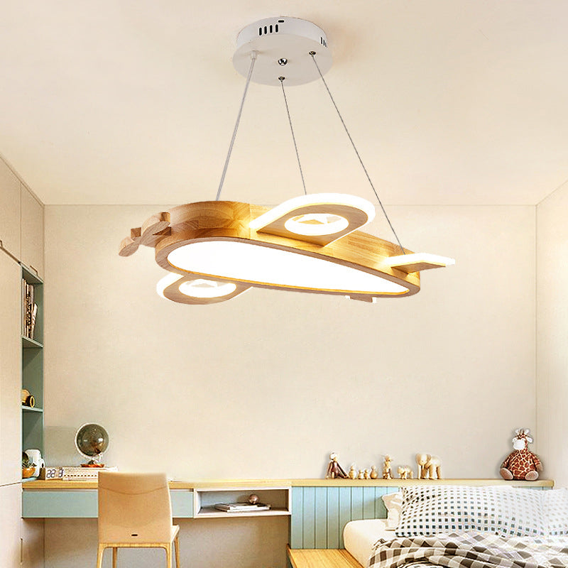Aria Modern Pendelleuchte Flugzeugförmige Kinderzimmer, Gold, Holz Acryl