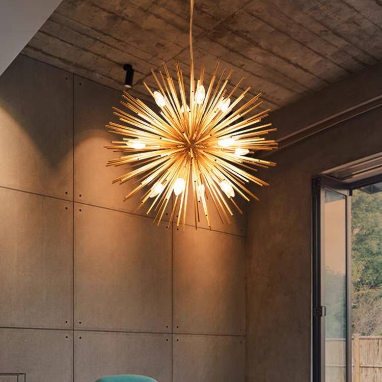 Modern Starburst LED Pendelleuchte Gold Schlaf/Wohn/Esszimmer Metall ∅52/60/64/71CM