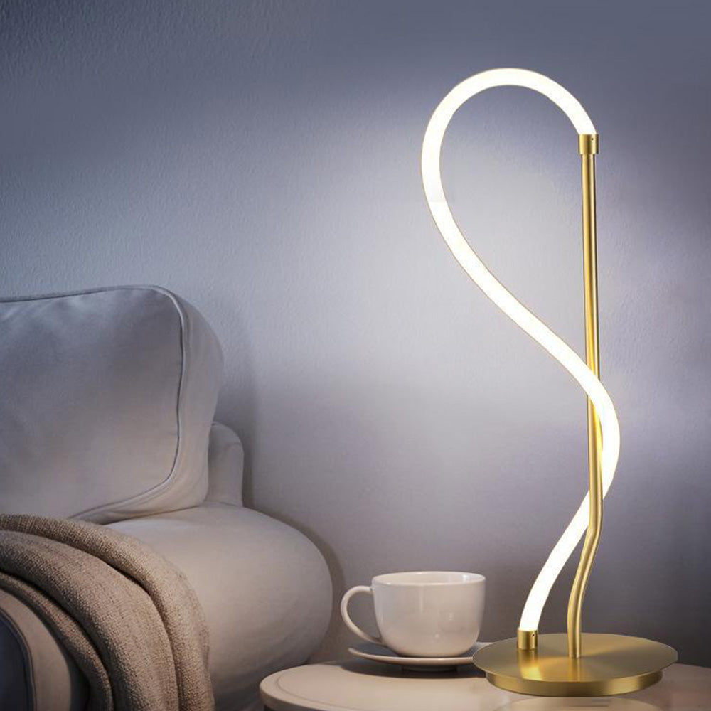 Arisha Design LED Stehlampe&Tischlampe Weiß&Gold Schlaf/Wohnzimmer Messing