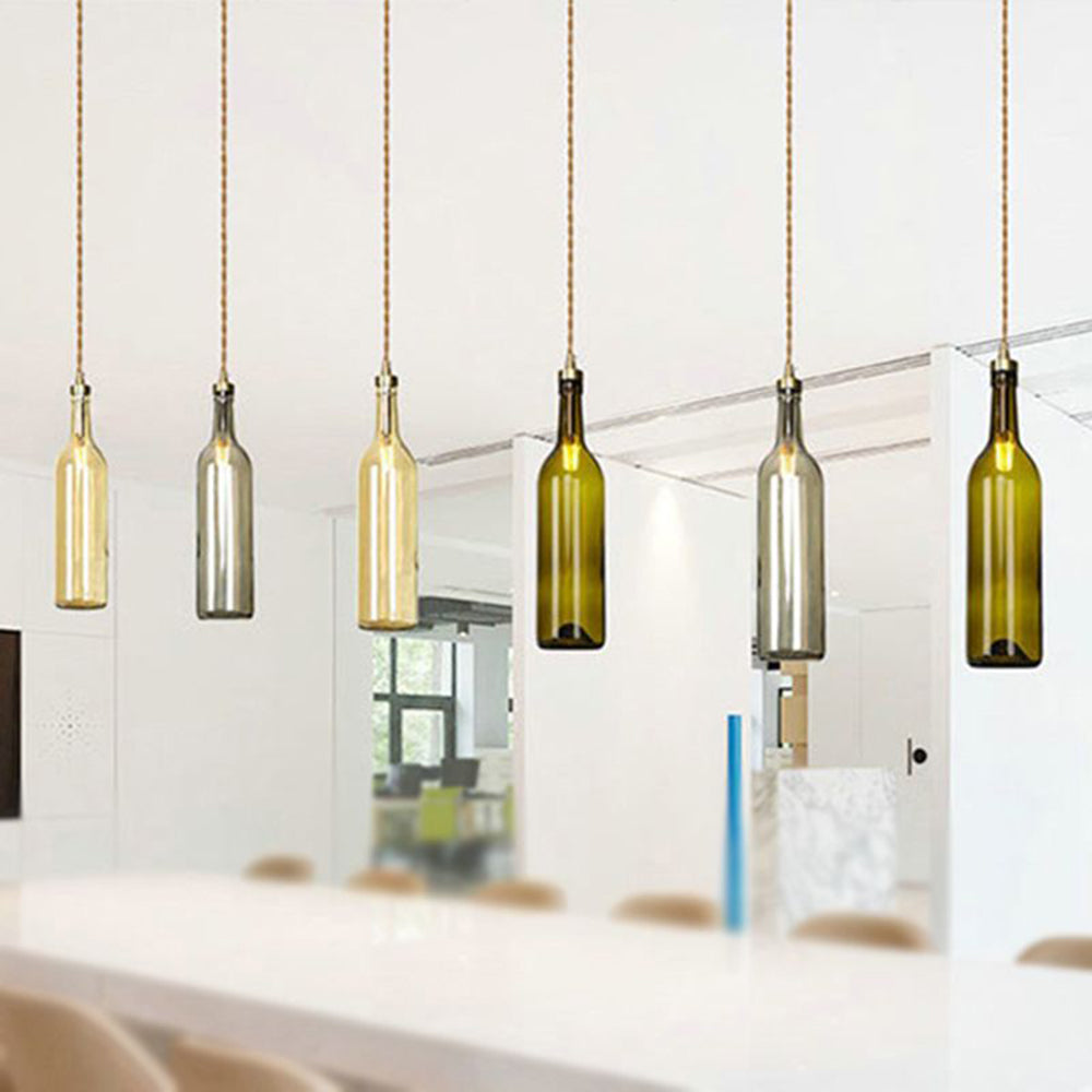 Valentina Industriell Weinflasche Glas Pendelleuchte Bunt Wohnzimmer