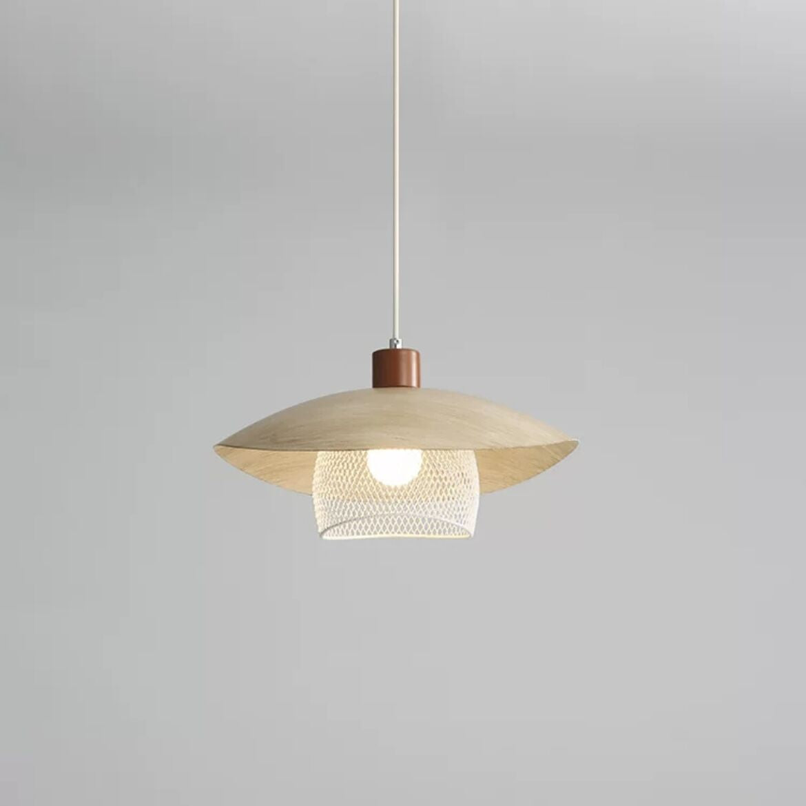 Arisha Modern LED Pendelleuchte Beige Grün Holz Metall Wohnzimmer