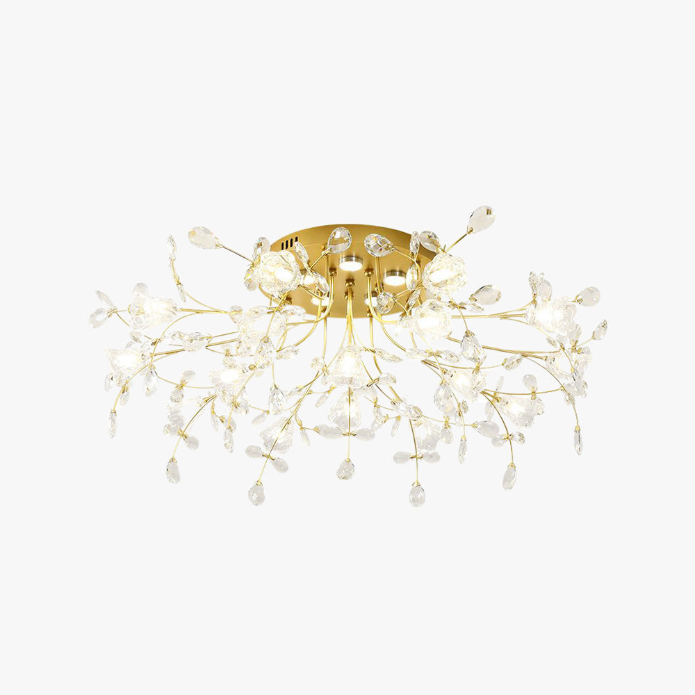 Kristy Deckenleuchte  Blume Design LED Gold Wohn/Schlaf/Kinderzimmer Flur Glas