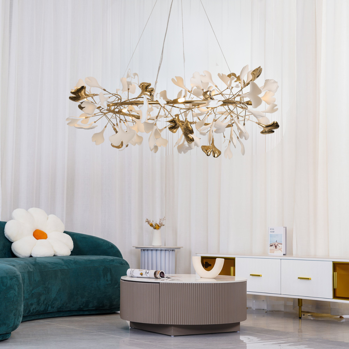 Olivia  Ring   Runde Kronleuchter Moderner gold LED  Keramik