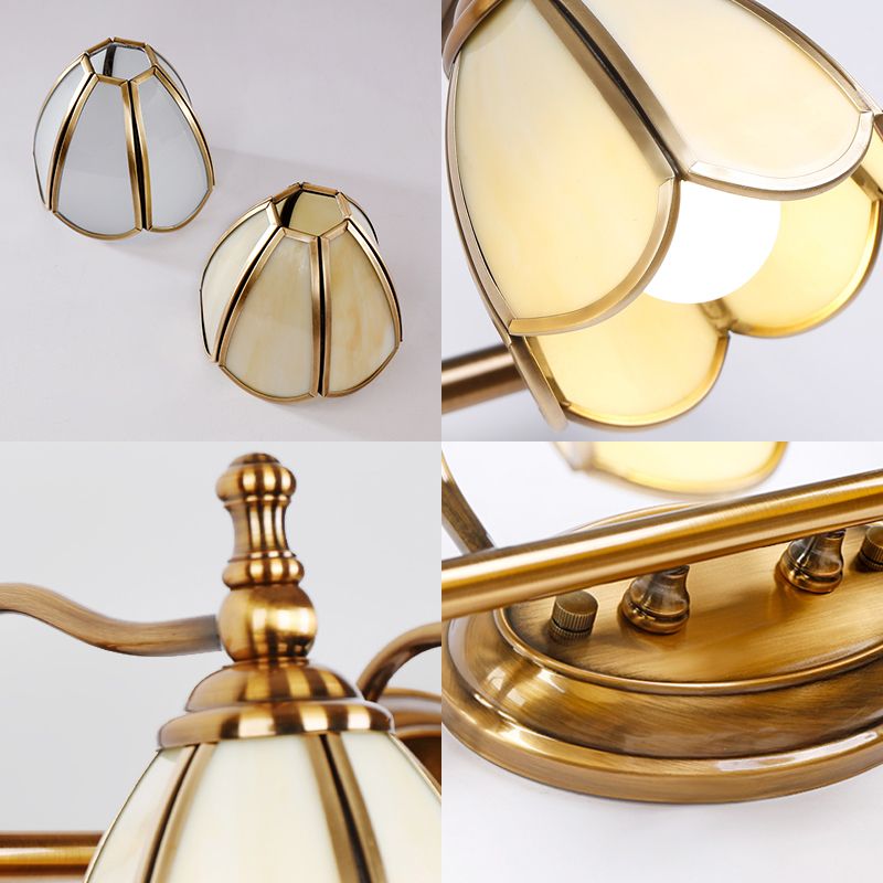 Arisha Retro Blume LED Wandleuchte Weiß/Gelb Bade/Wohnzimmer Metall Glas 2/3/4/5 Leuchten