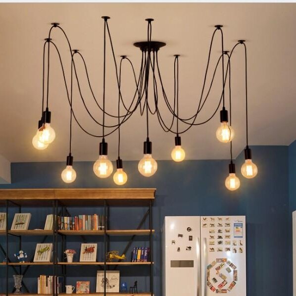Silva Retro LED Kronleuchter Schwarz/Weiß Metall Wohnzimmer