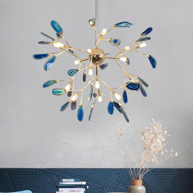 Aria Zeitgenoss Pendelleuchte Zweigform Schlafzimmer/Esszimmer Blau Metall