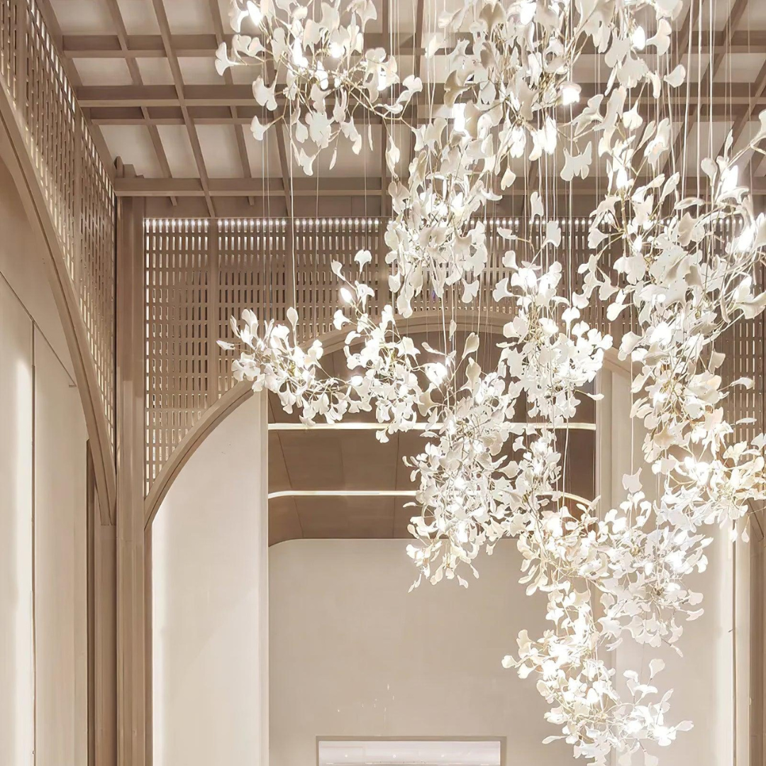 Olivia GloGink Modern Langes Gold LED Kronleuchter, aus Metall&Keramik
