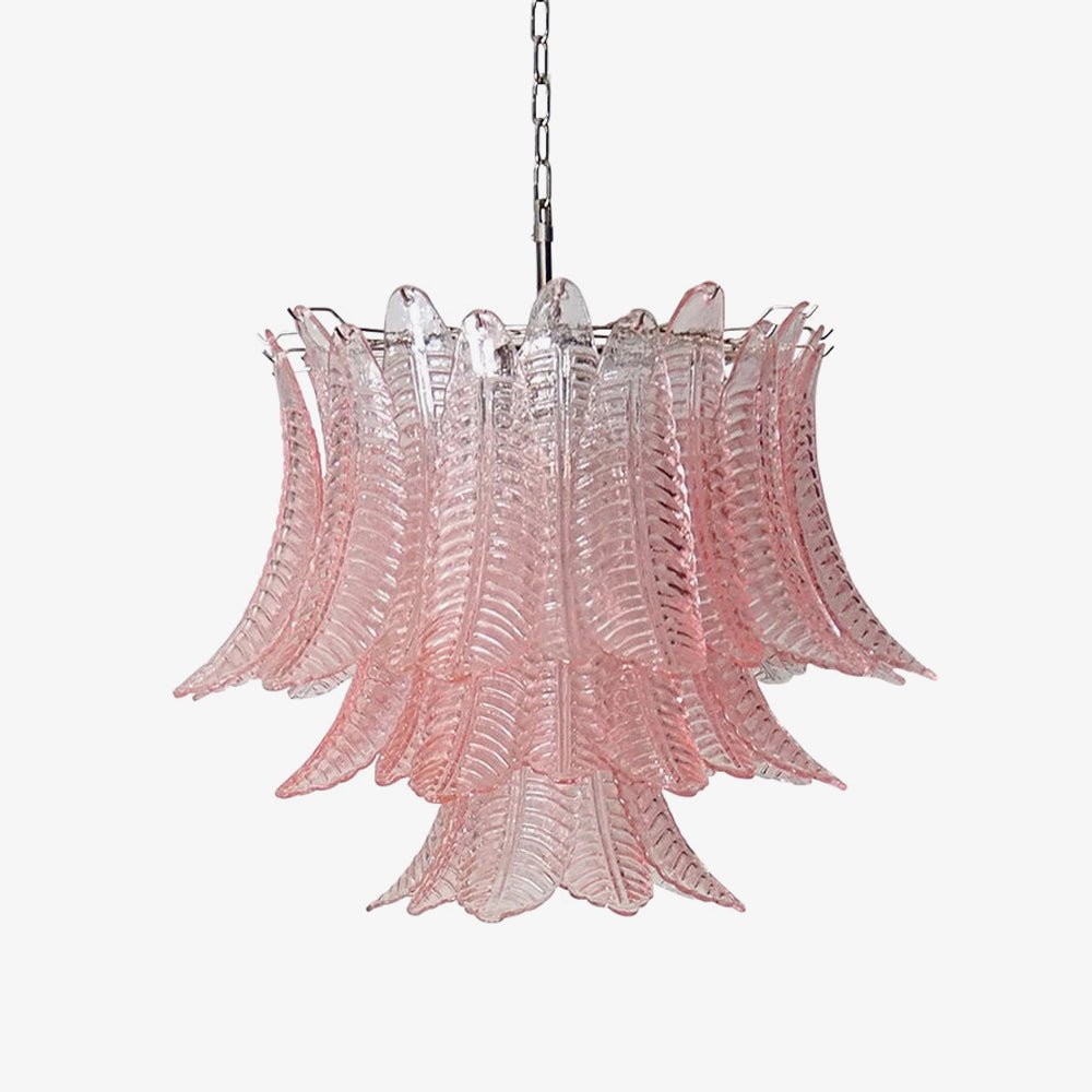 Aurora Chandelier Pink Leaf Glass Layered Graceful Luxury - Neutralighting