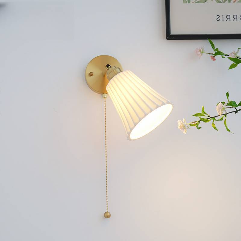Arisha Modern Pull Cord Metall Keramik Innenbereich Wandleucht Schlafzimmer