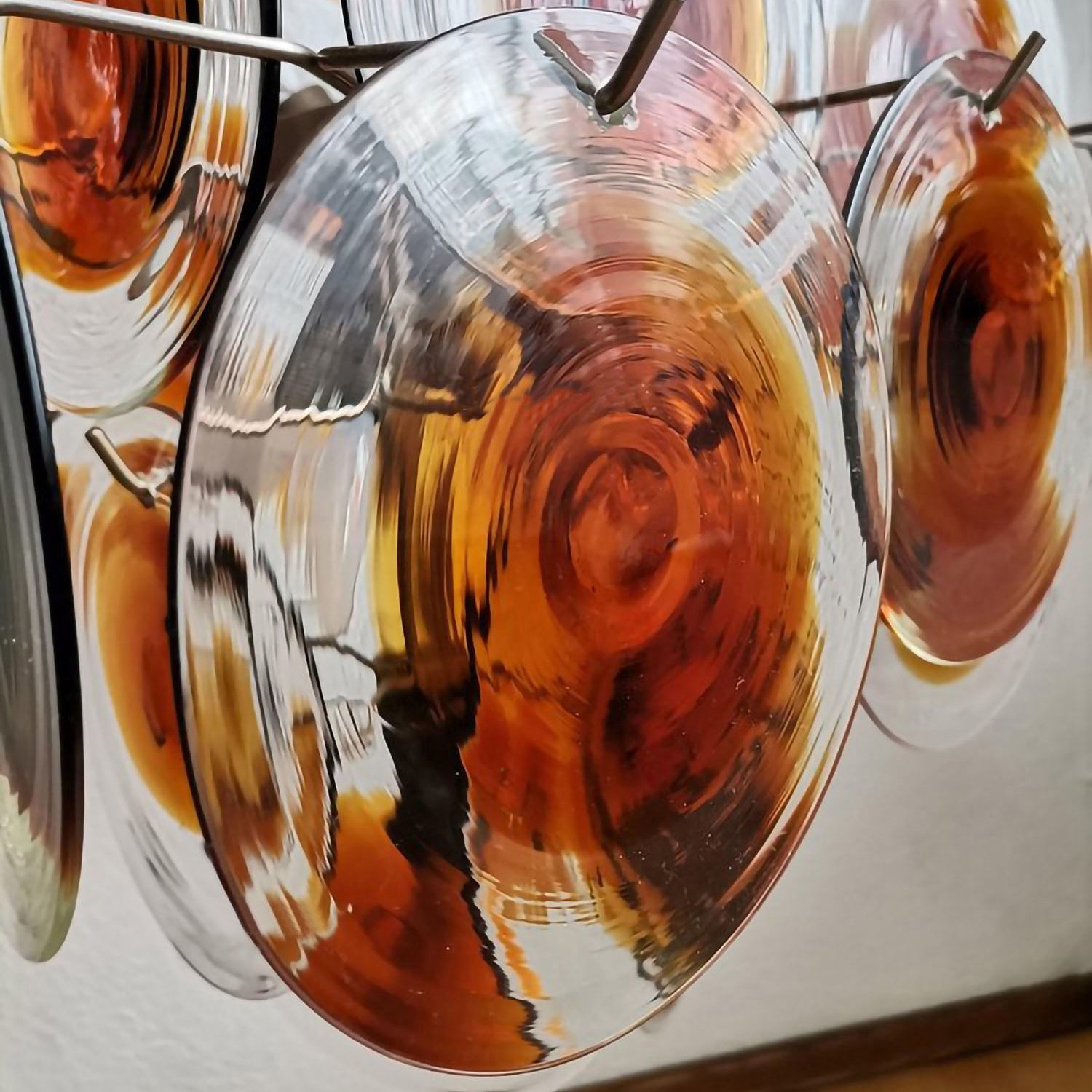 Aurora Kronleuchter Muranoglas Mid Century Nickel & Orange-Letslighting